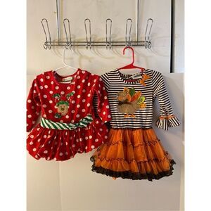 Bonnie Jean Rare Edition Thanksgiving and Christmas dresses 2t‎ 24m